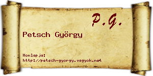 Petsch György névjegykártya